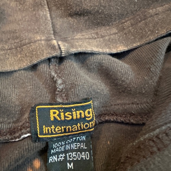 Rising International Patchwork Longline Hoodie Jacket Women M Brown Boho Artsy - Picture 6 of 9